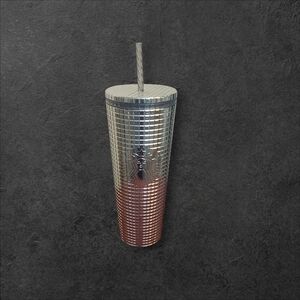 Starbucks Silver Tumbler with Straw 24oz
